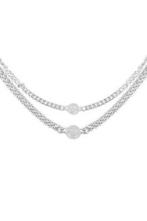 SMILEY FACE PENDANT 2 CHOKER SET CUBAN NECKLACE