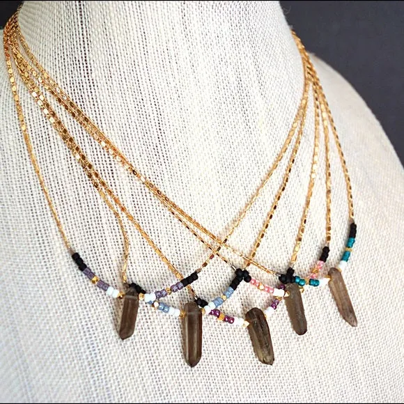 SMOKEY QUARTZ BEADED NECKLACES