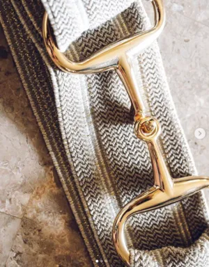 Snaffle Bit Elastic Belt  2" Gold Snaffle