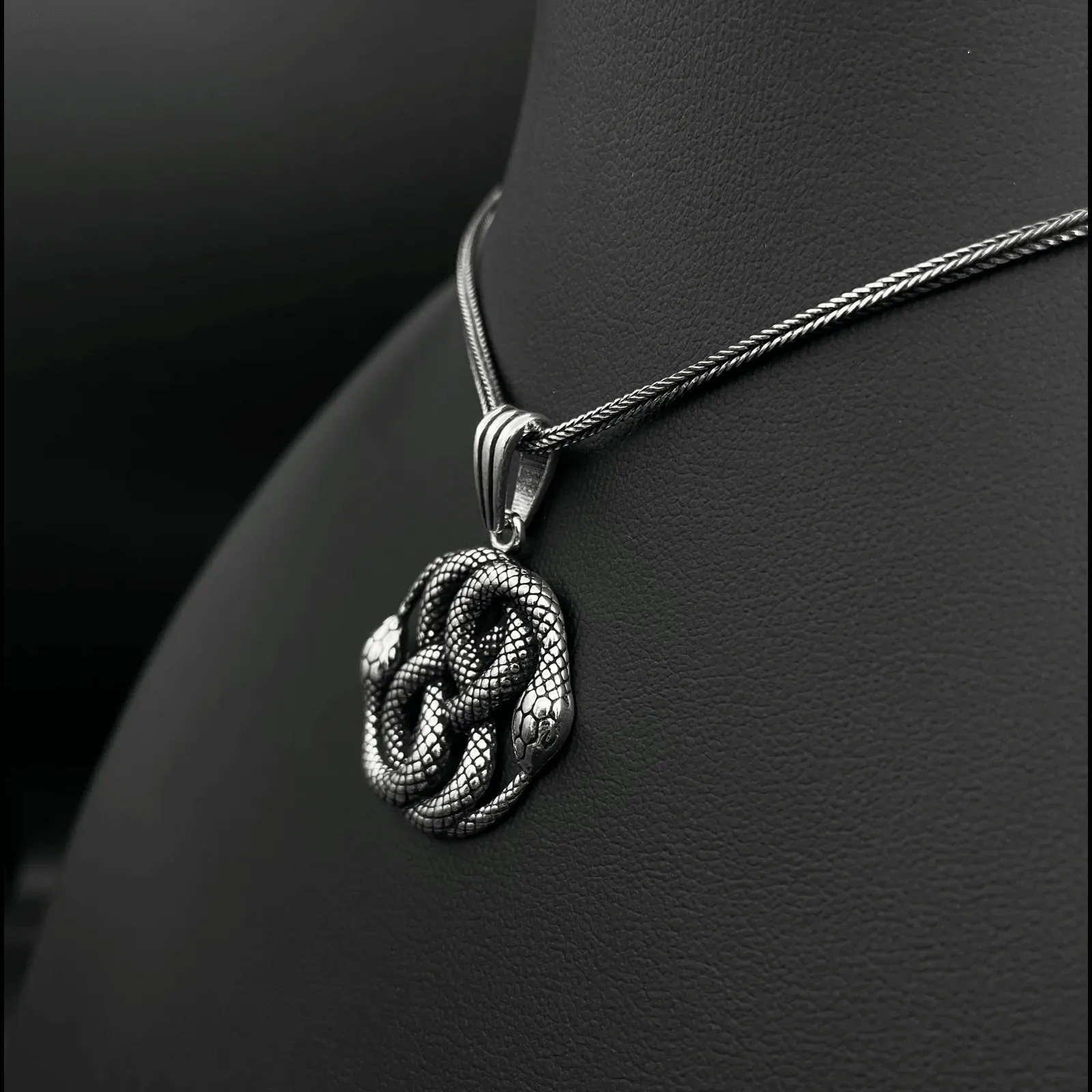 Snake Pendant Necklace Sterling Silver Ouroboros Jewelry