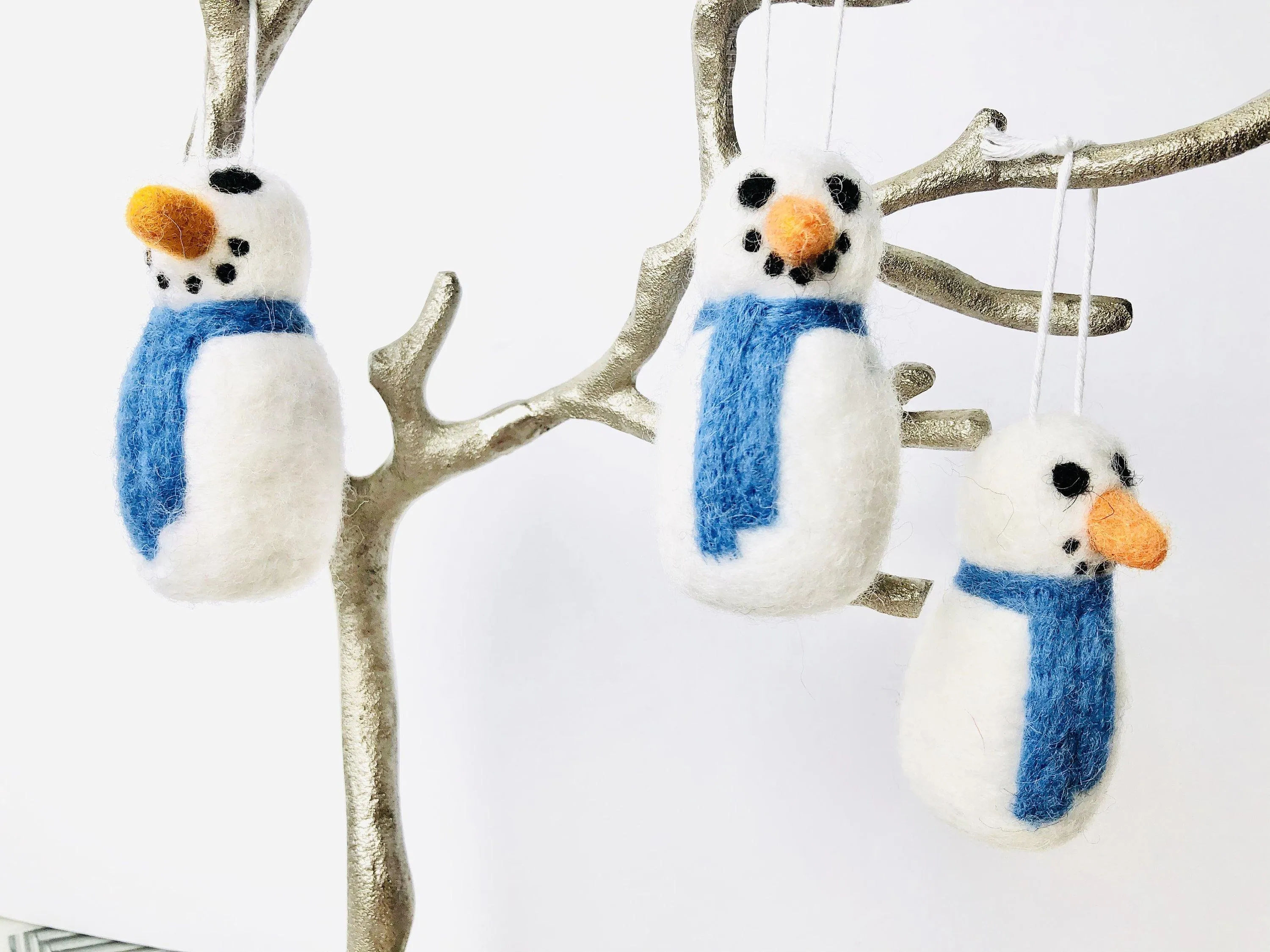 Snowman Felted Ornaments