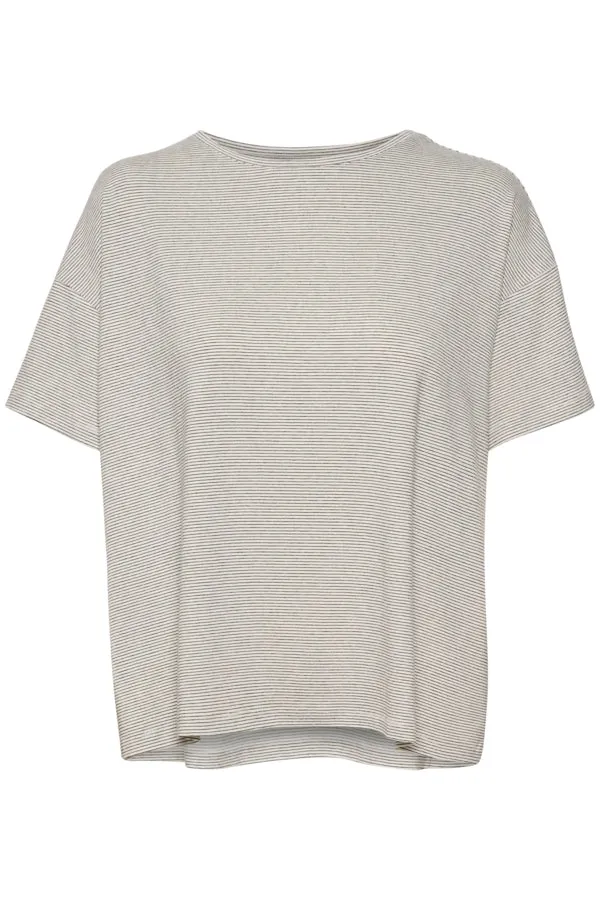 Soaked in Luxury Frederikke Whisper White with fine black stripe Oversized T-Shirt