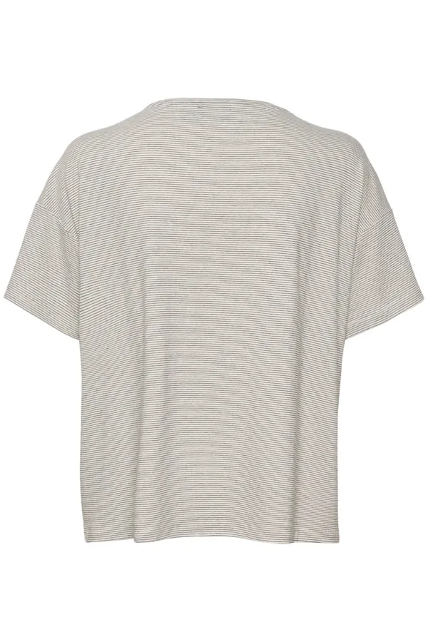 Soaked in Luxury Frederikke Whisper White with fine black stripe Oversized T-Shirt