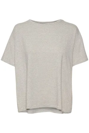 Soaked in Luxury Frederikke Whisper White with fine black stripe Oversized T-Shirt