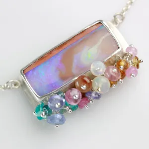 SOLD Queensland Pipe Opal Necklace with Gemstone Fringe in Silver
