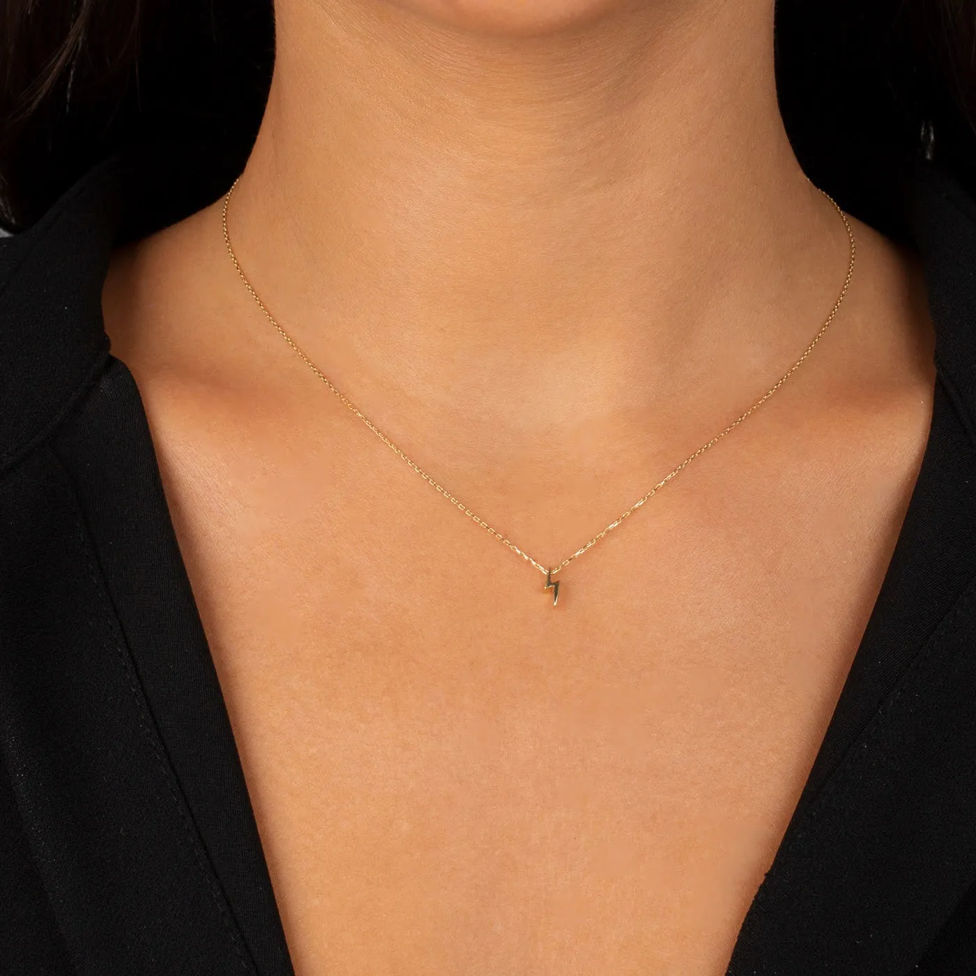 Solid Lightning Necklace 14K