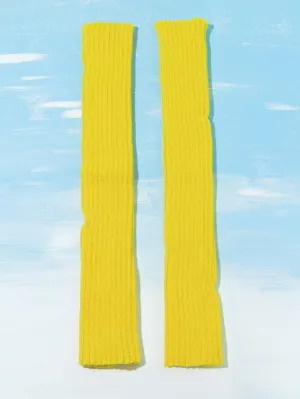 Solid Long Fingerless Gloves - Mustard Yellow- FD ⚡