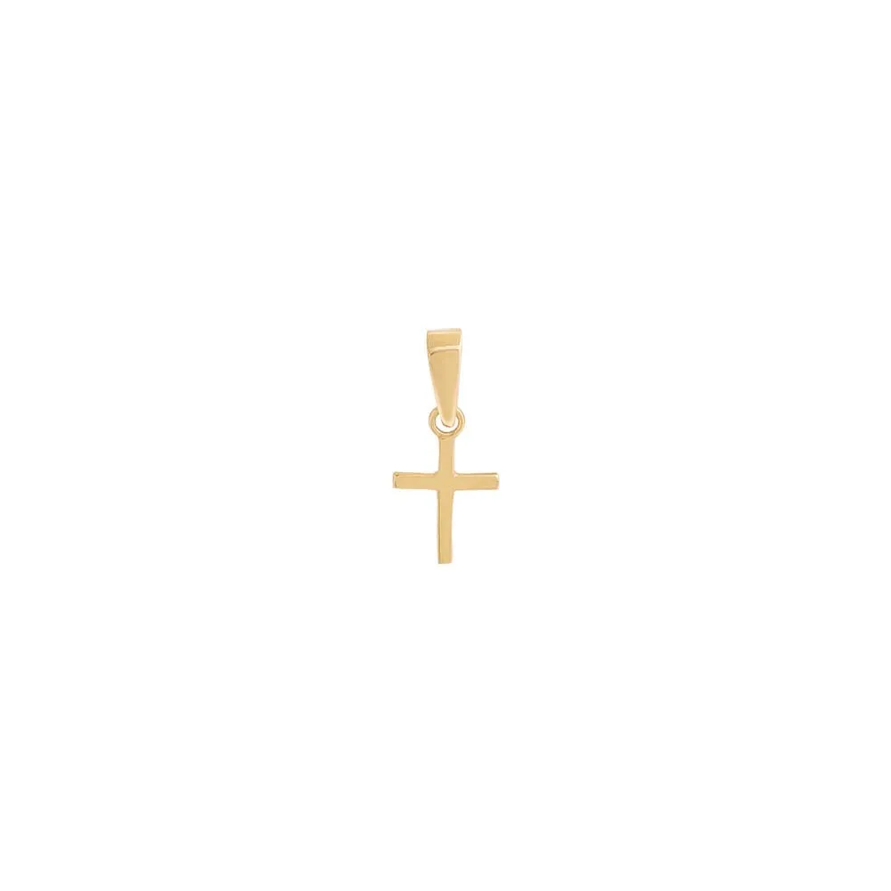Solid Mini Cross Charm 14K