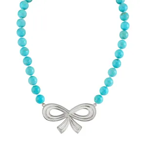 Solid Statement Bow Beaded Necklace