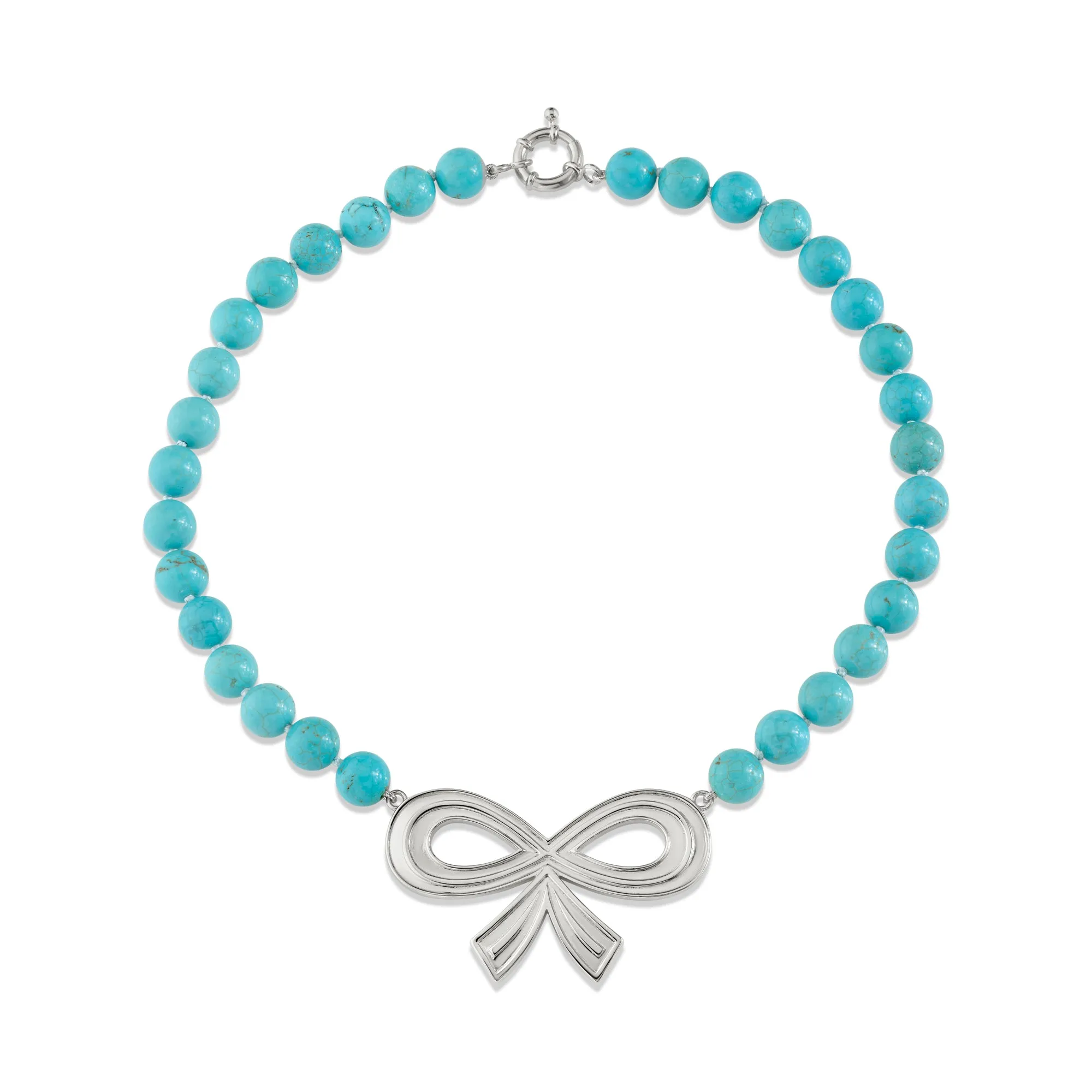 Solid Statement Bow Beaded Necklace