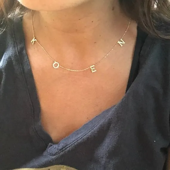 Spaced Name Necklace- Block Font
