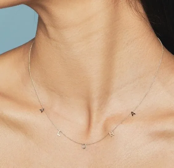 Spaced Name Necklace- Block Font