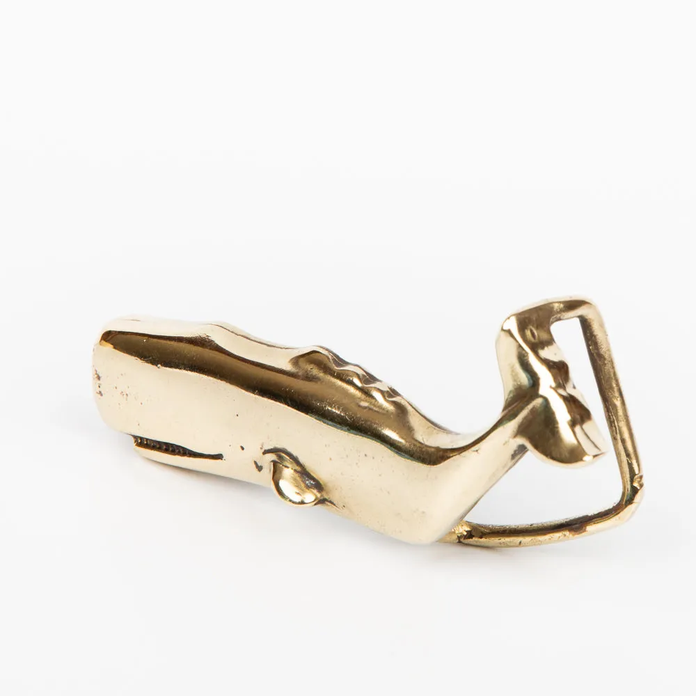 Sperm Whale Belt Buckle Sm - Solid Brass