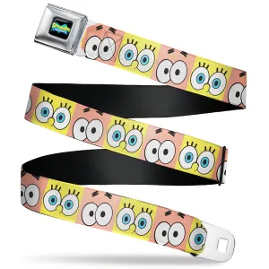 SpongeBob SquarePants Logo Full Color Black/Blues Seatbelt Belt - SpongeBob SquarePants and Patrick Star Eye Blocks Yellow/Pink Webbing