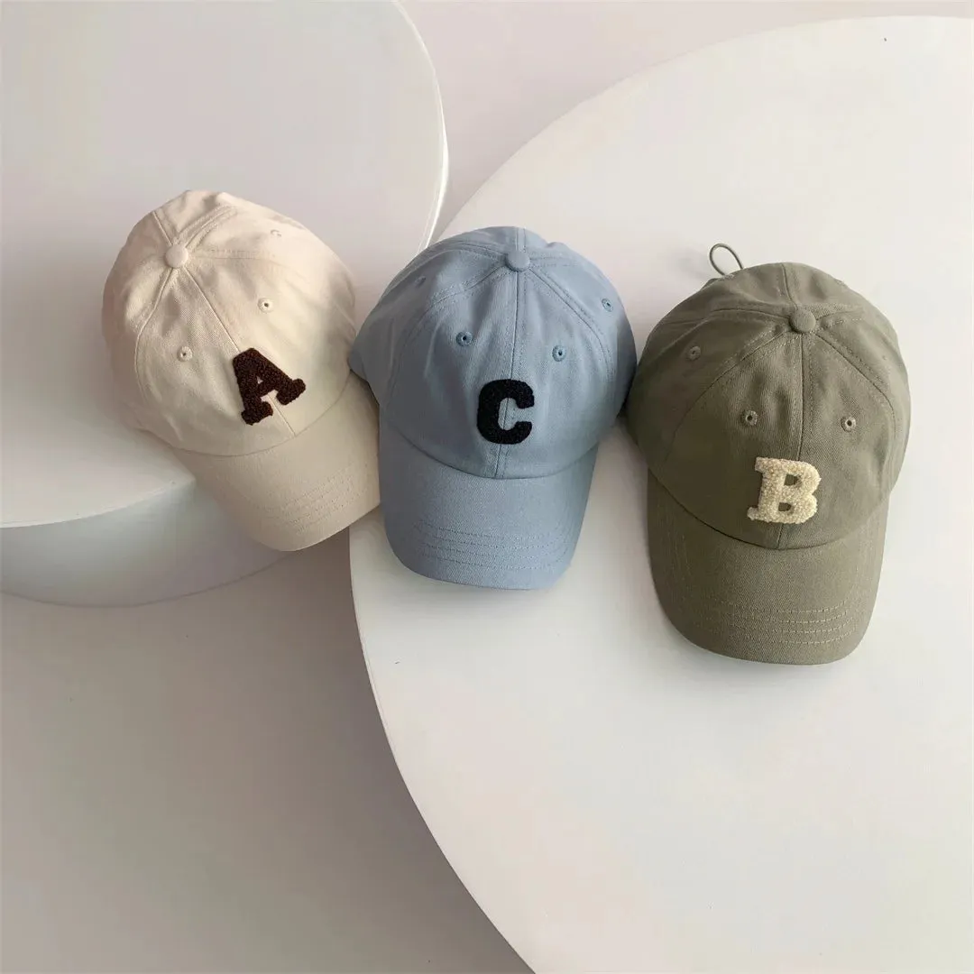 Spring Summer Baby Baseball Hats - Cotton Kids Boys Girls Sun Hats with Fashion Letter Pattern, Casual Children Peaked Caps