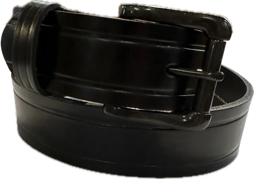 Stag Belts Black 1 1/2" Wide With Indentations Along the Edges