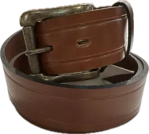Stag Belts Brown 1 1/2" Wide With Indentations Along the Edges