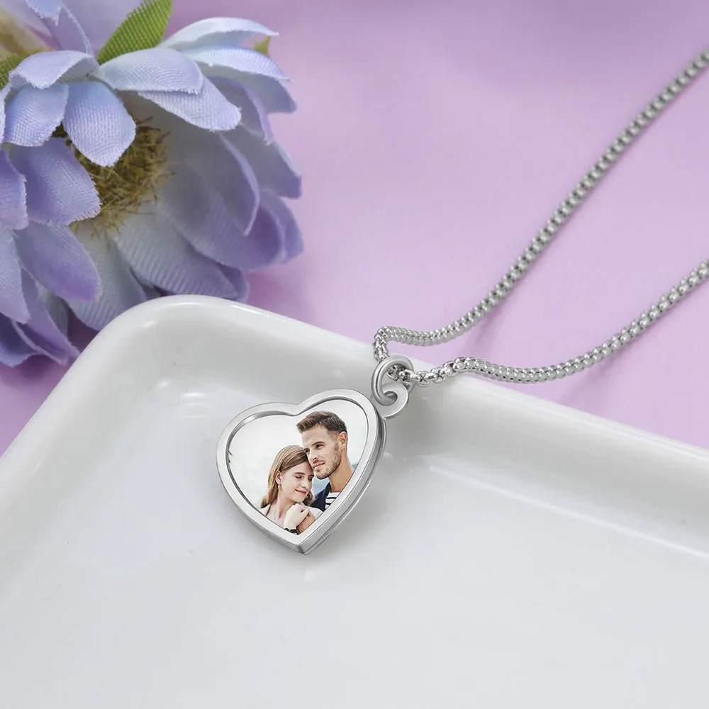 Stainless Steel Custom Photo Couple Necklace