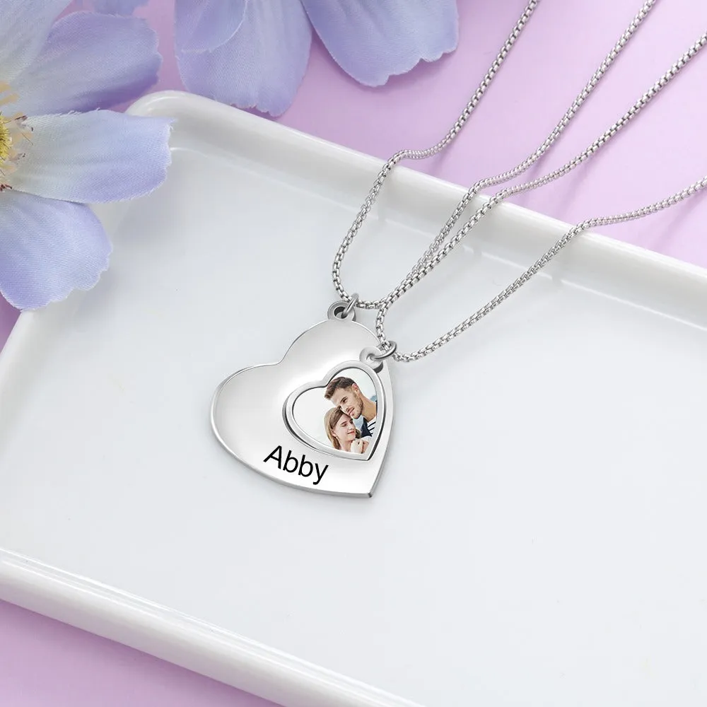 Stainless Steel Custom Photo Couple Necklace