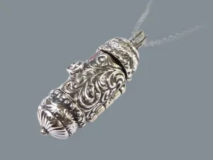Statement Sterling Silver Romantic Locket Necklace for woman. Heirloom locket pendant.