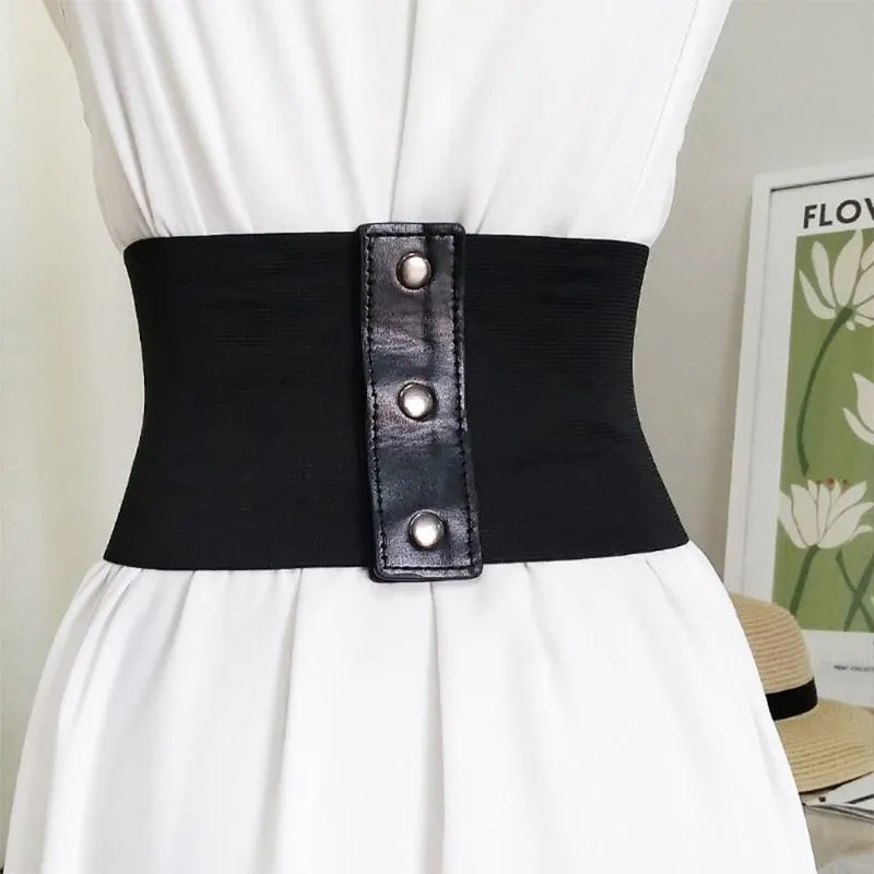 Steampunk Underbust Corset Buckle Punk Black Wide Waistband