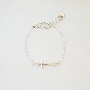 Sterling Side Cross - Bracelet