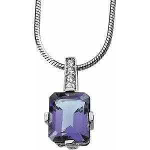 Sterling Silver Amethyst & Cubic Zirconia 18" Necklace