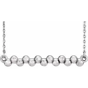 Sterling Silver Beaded Bar 16-18" Necklace