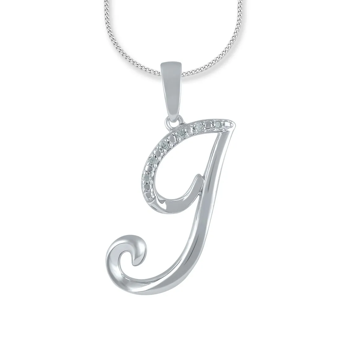 Sterling Silver Diamond Initial Necklace - Most Initials Available