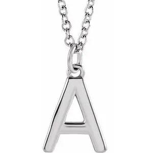 Sterling Silver Initial A Dangle 16" Necklace