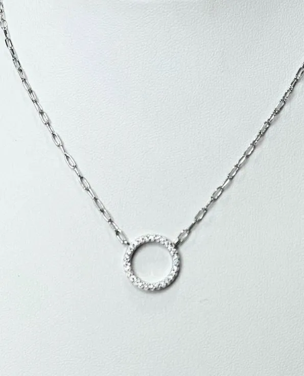 Sterling Silver Platinum Circle Chain Necklace