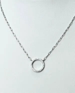Sterling Silver Platinum Circle Chain Necklace