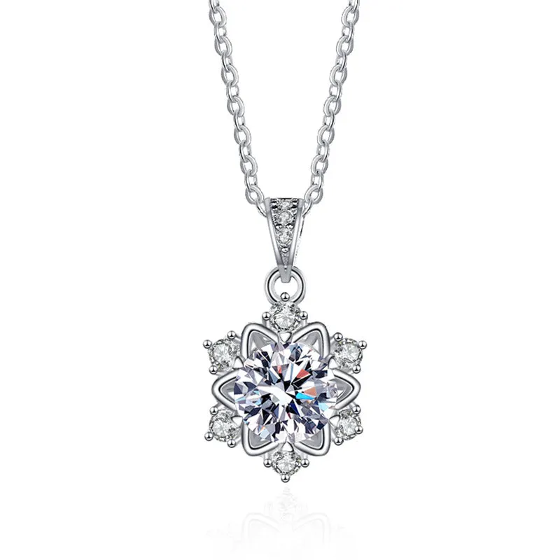 Sterling Silver Snowflake Moissanite Necklace