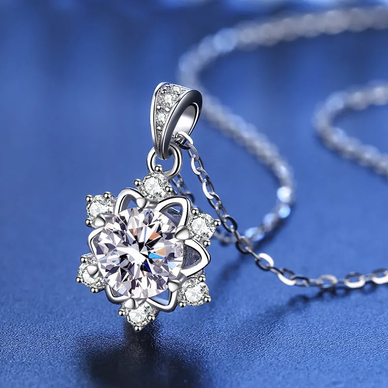 Sterling Silver Snowflake Moissanite Necklace