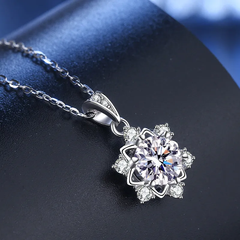 Sterling Silver Snowflake Moissanite Necklace