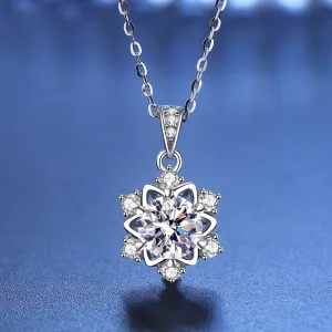 Sterling Silver Snowflake Moissanite Necklace