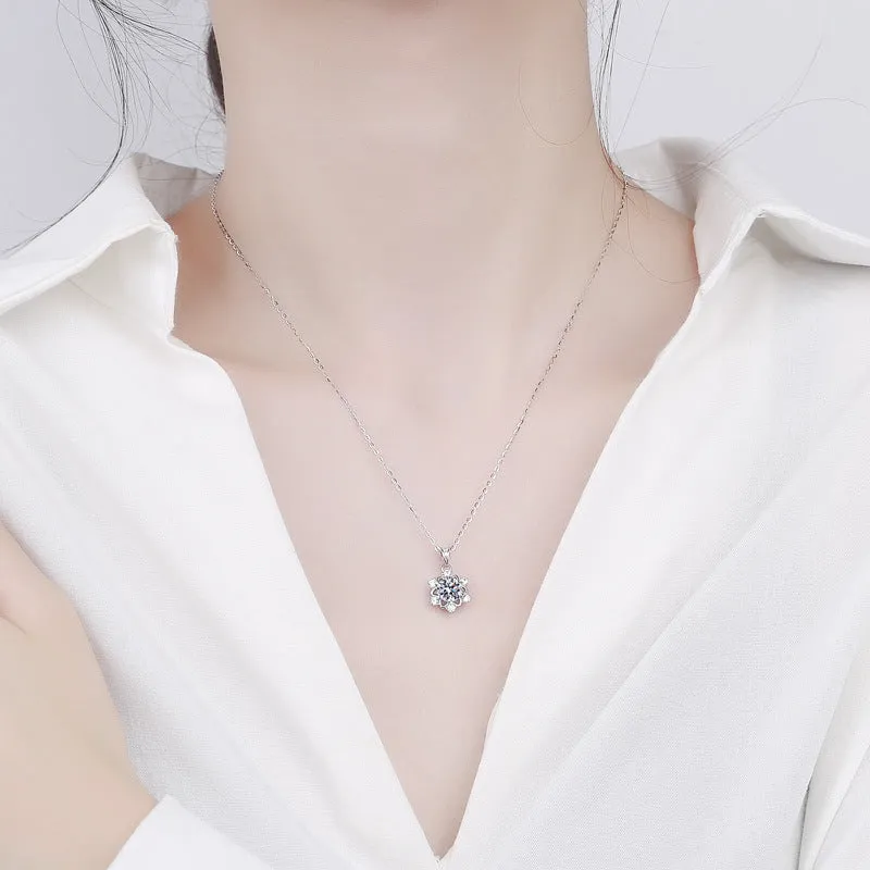 Sterling Silver Snowflake Moissanite Necklace