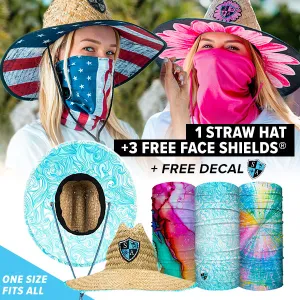 STRAW HAT PACK: 1 HAT & 3 FACE SHIELDS ® | PICK YOUR PACK