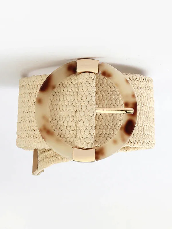 Straw woven plastic buckle belt - FD ⚡