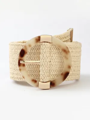 Straw woven plastic buckle belt - FD ⚡