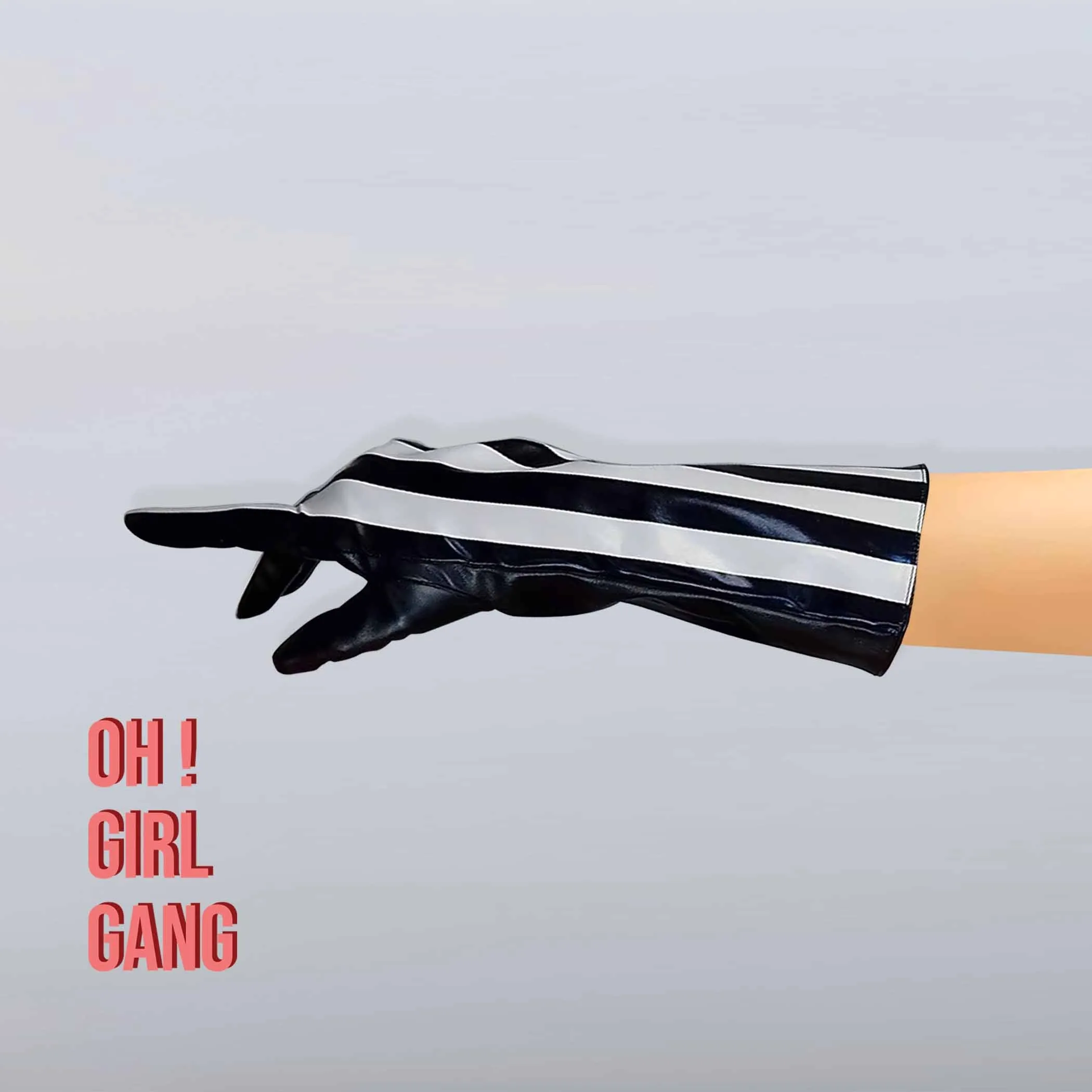 Striped Black & White Long Gloves