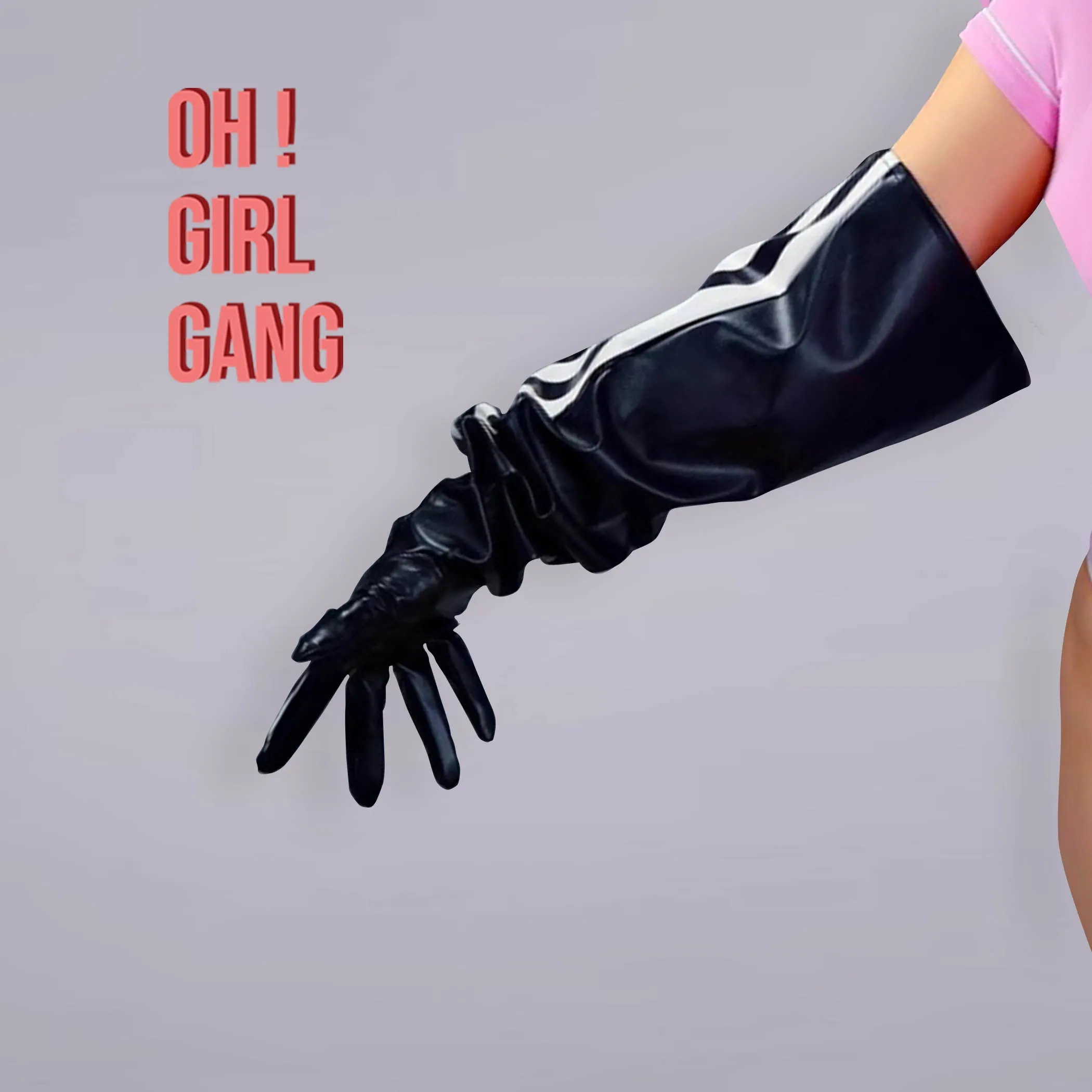 Striped Black & White Long Gloves
