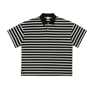 Striped Drop Shoulder Polo Shirt