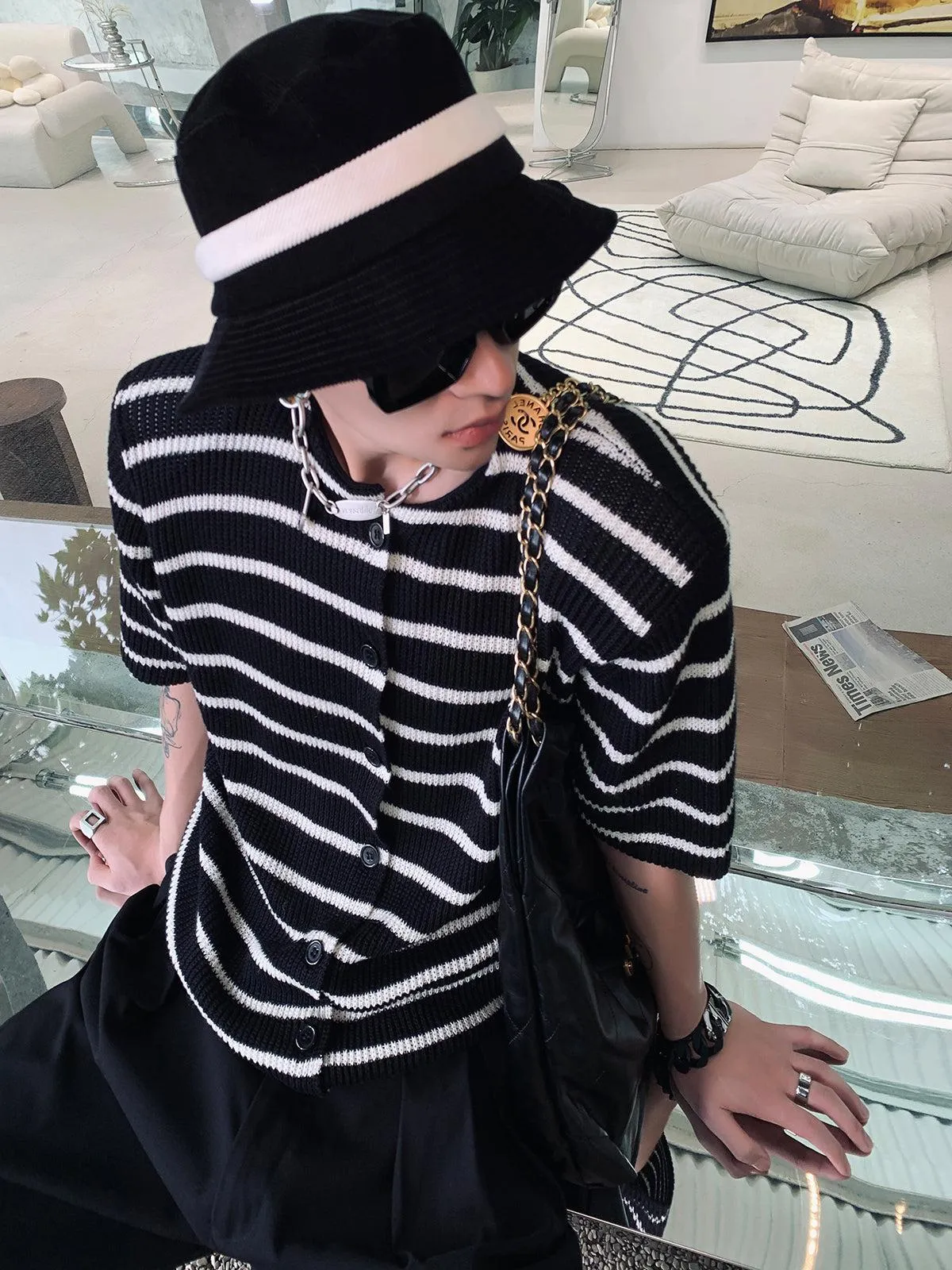 Striped Knitted Cardigan