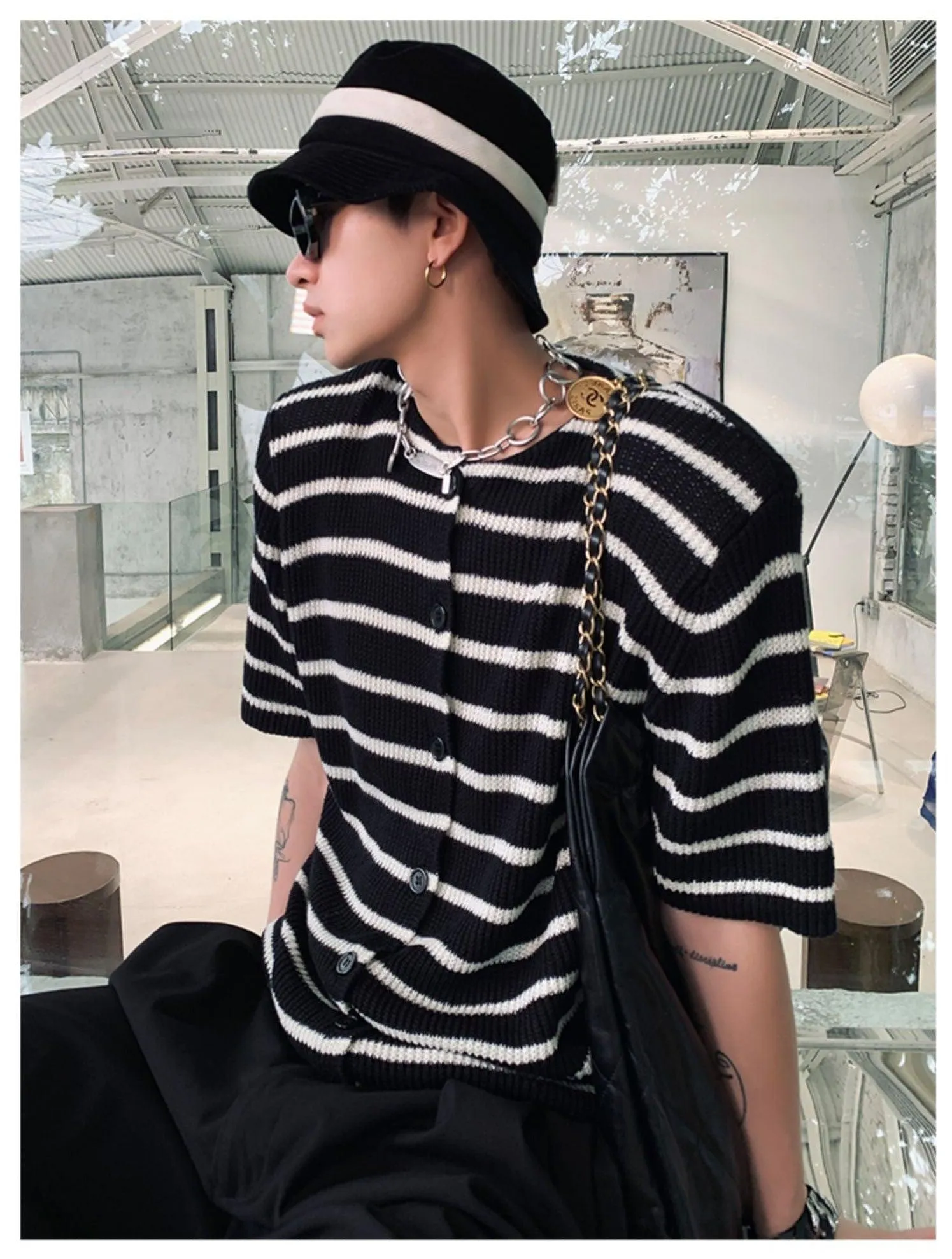 Striped Knitted Cardigan