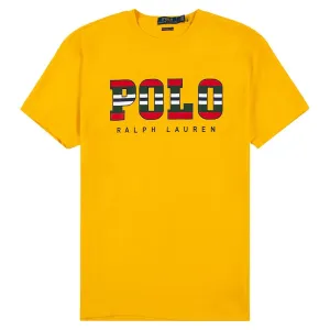 Striped Logo Tee - Gold