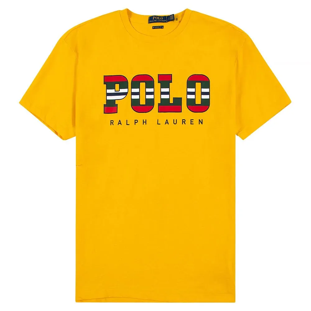 Striped Logo Tee - Gold