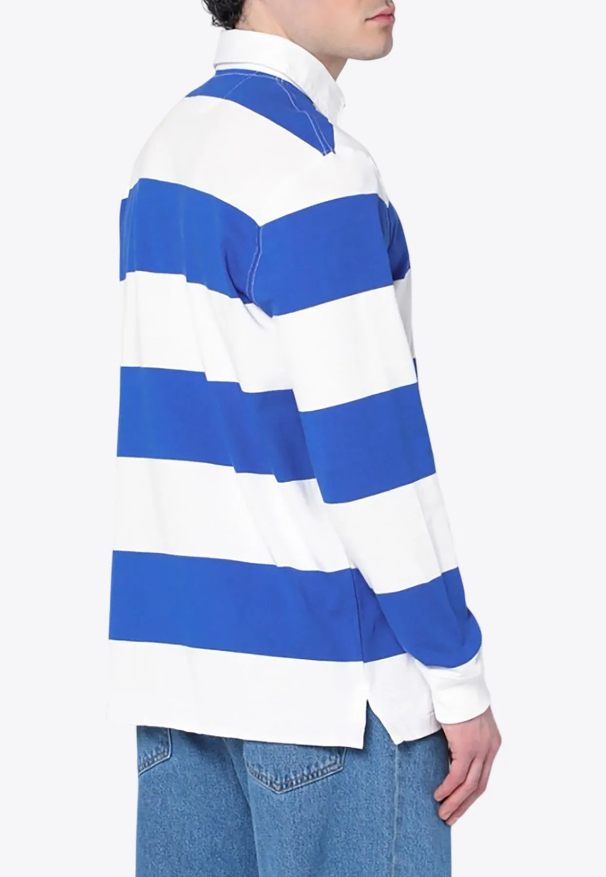 Striped Long-Sleeved Polo T-shirt