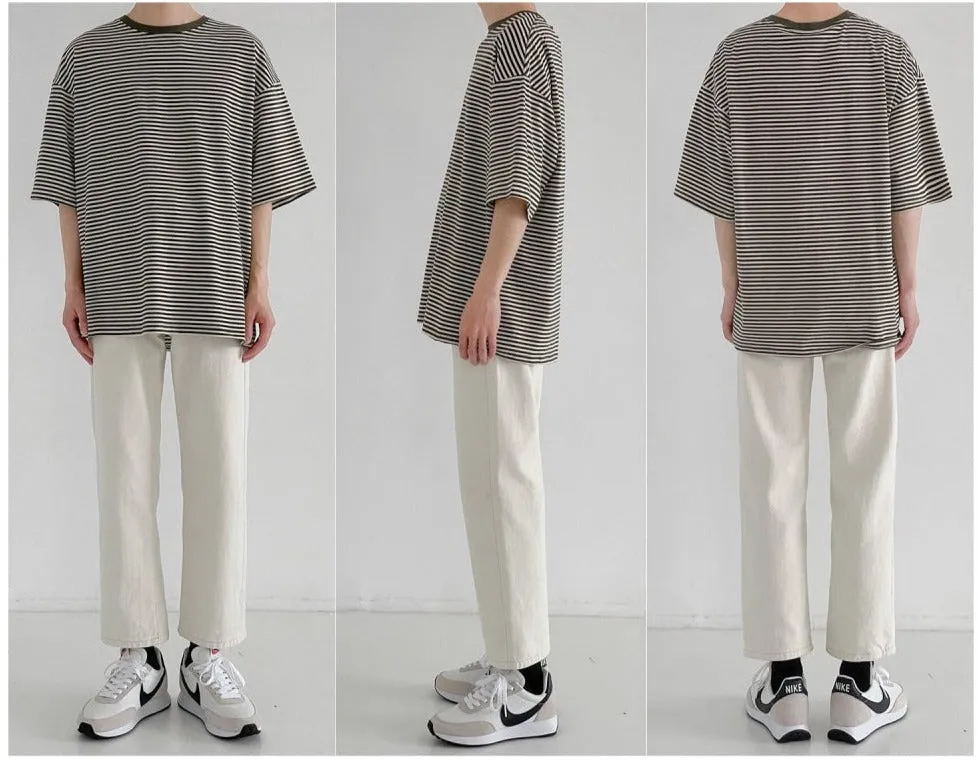Striped Round Neck Casual T-shirt