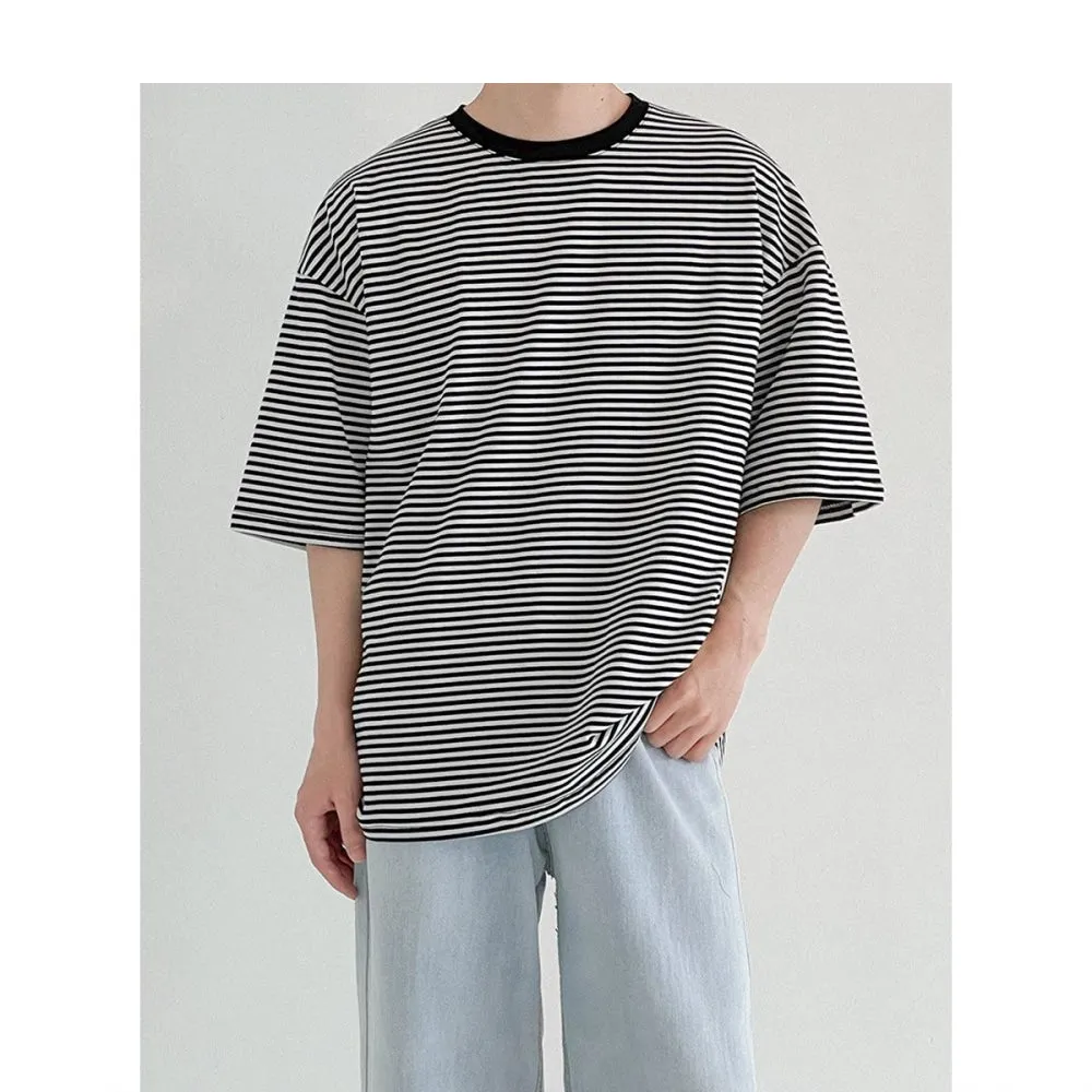 Striped Round Neck Casual T-shirt